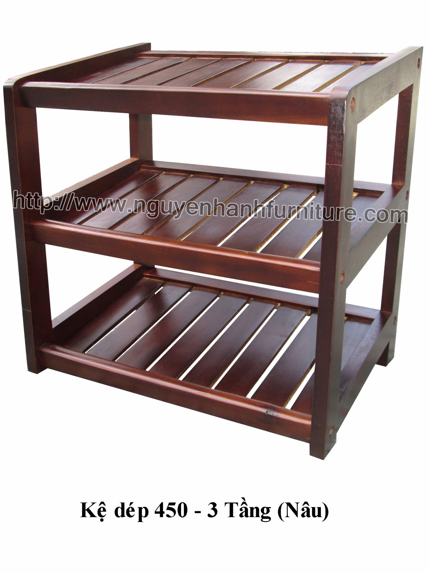 Name product: Shoeshelf 3 Floors 45 with sparse blades (Brown) - Dimensions: 45 x 30 x 45 (H) - Description: Wood natural rubber